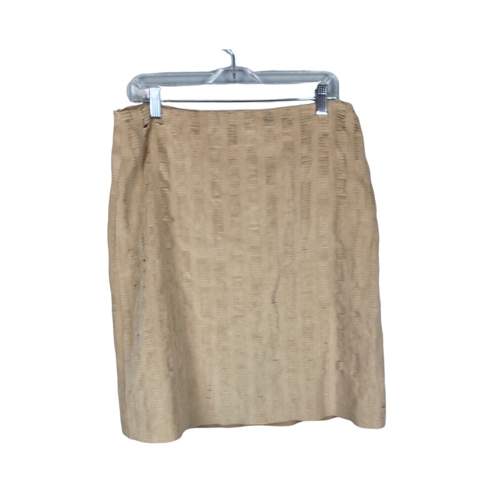 Suede Tan Slit Skirt Midi A-Line Skirt Size‎ approx 12